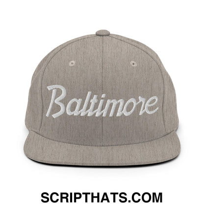 Baltimore Script Snapback Hat Heather Grey