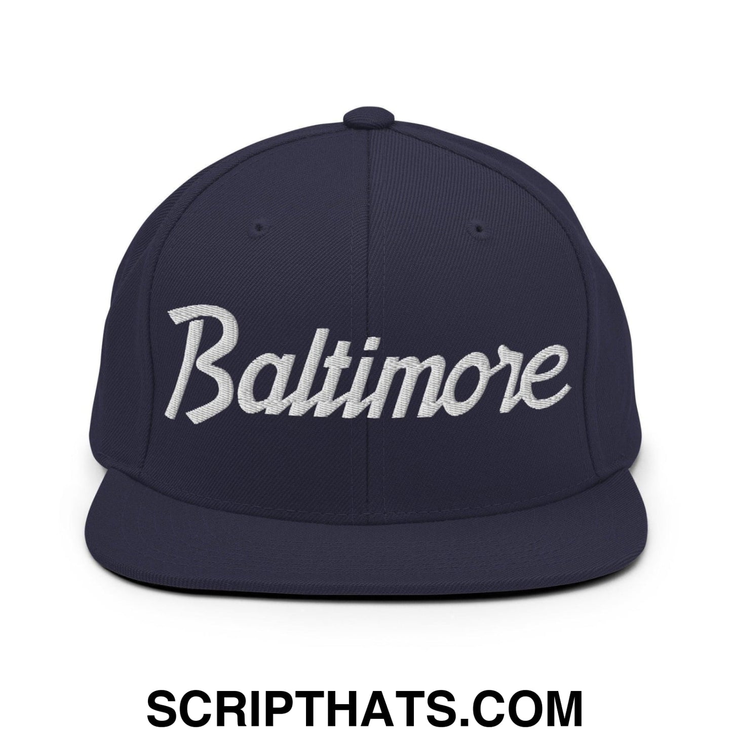 Baltimore Script Snapback Hat Navy