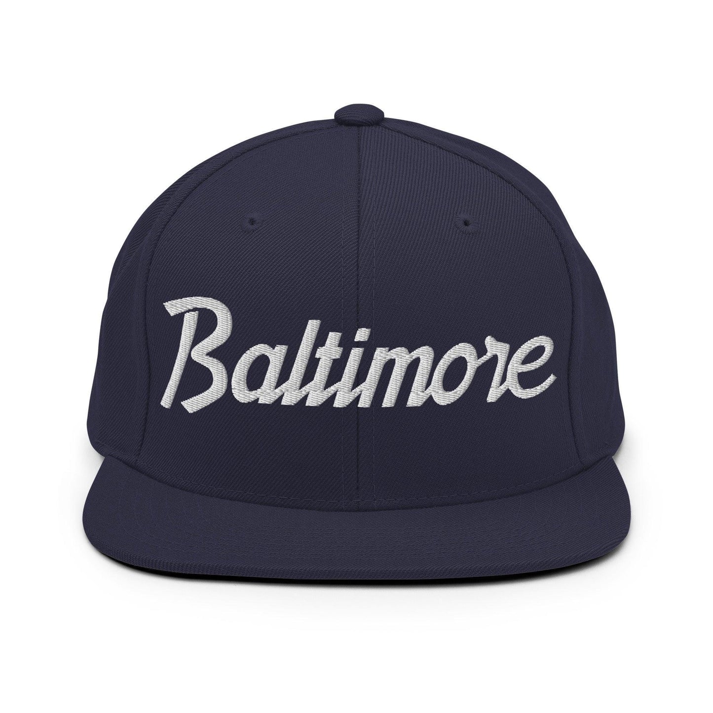 Baltimore Script Snapback Hat Navy