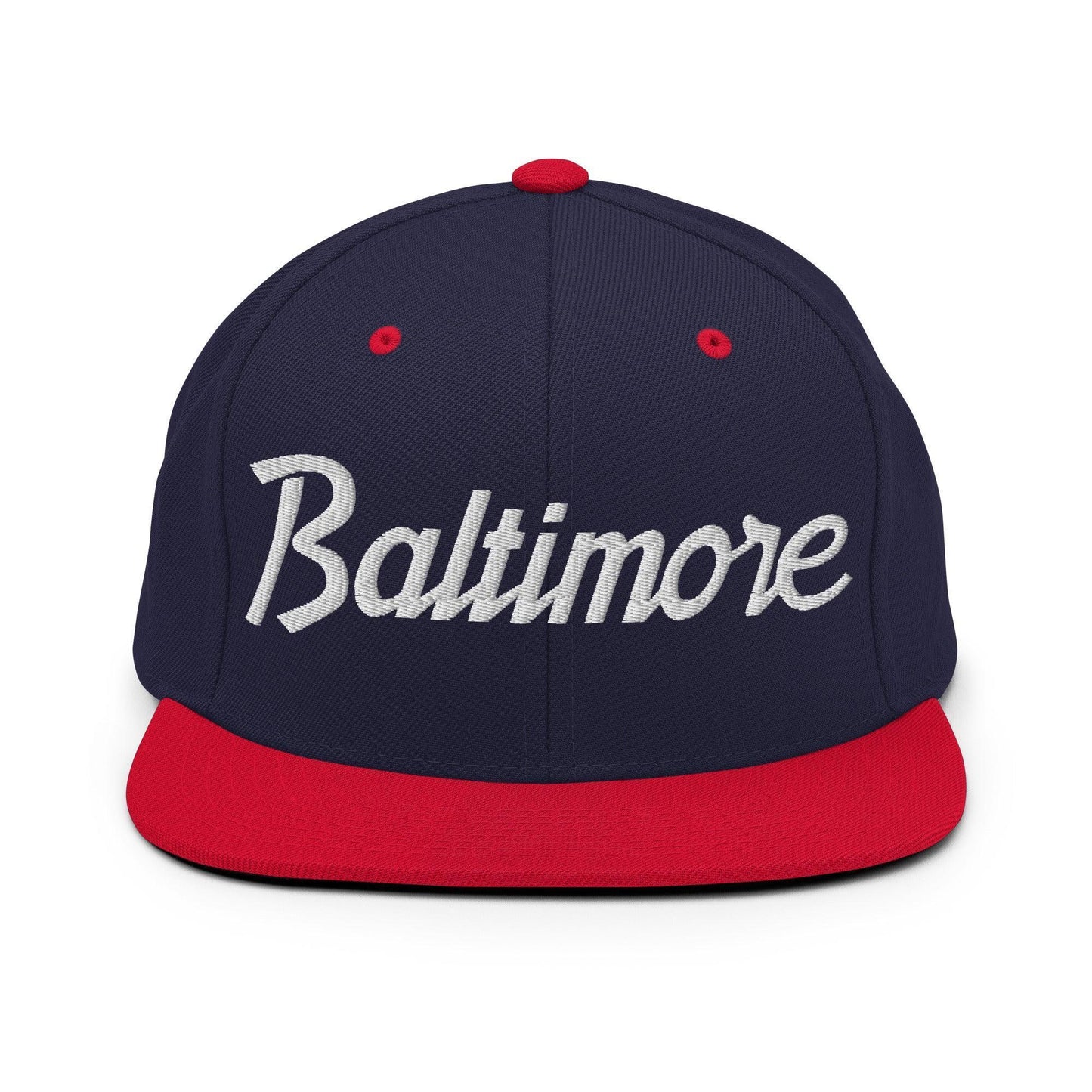 Baltimore Script Snapback Hat Navy/ Red