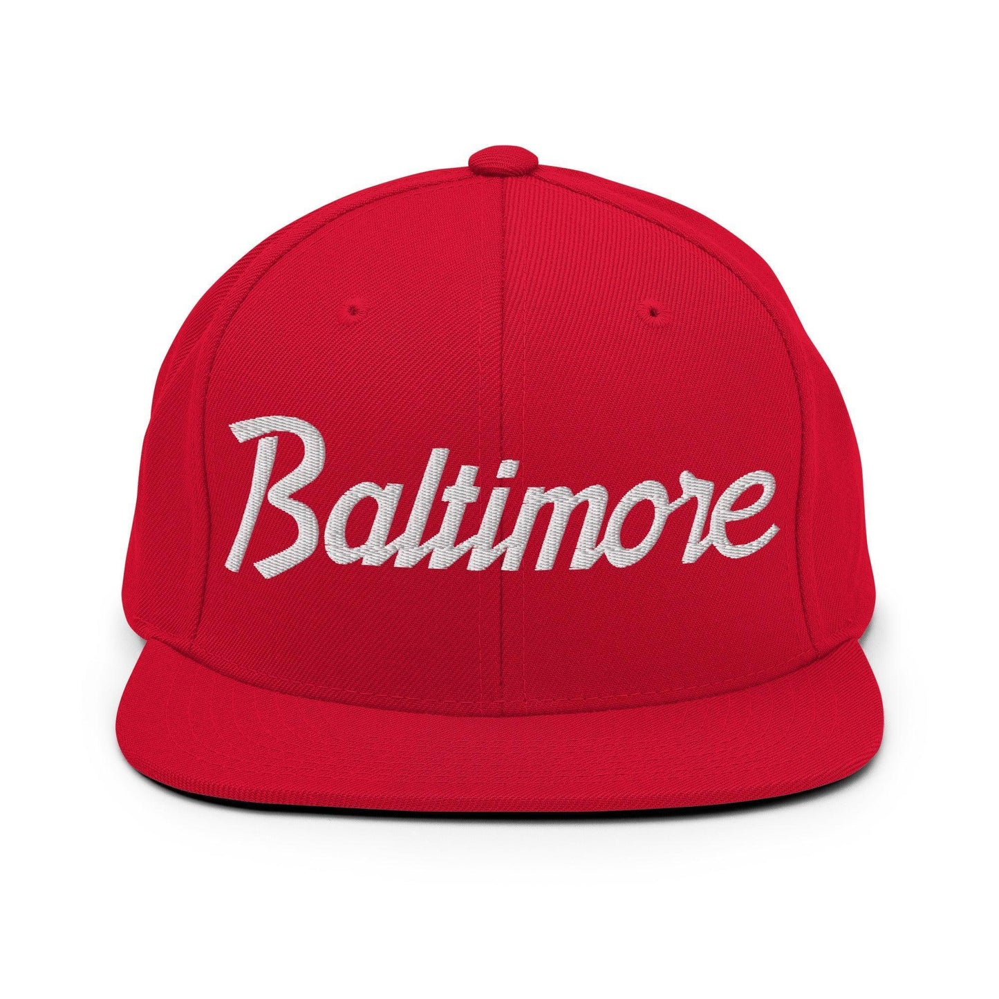 Baltimore Script Snapback Hat Red