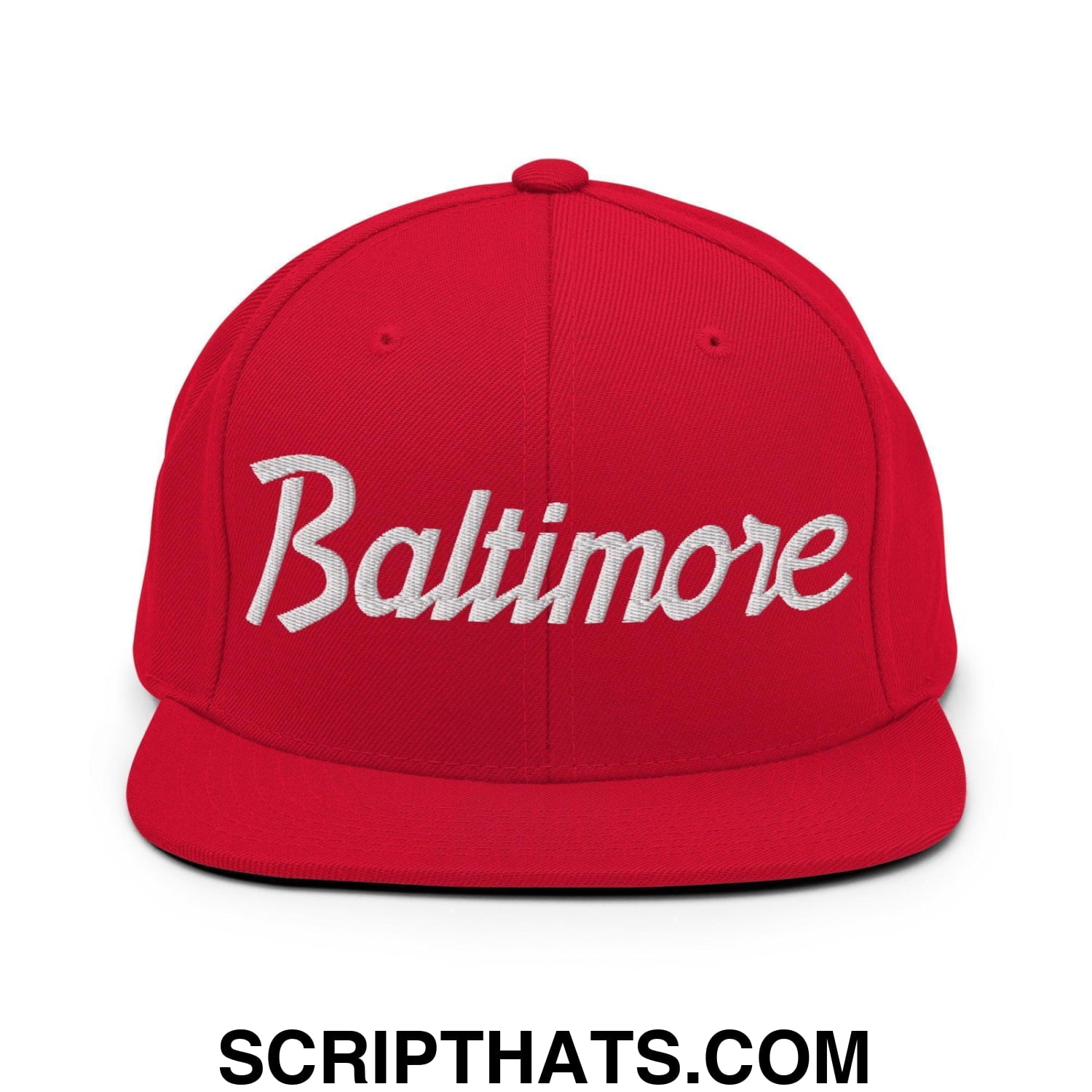 Baltimore Script Snapback Hat Red