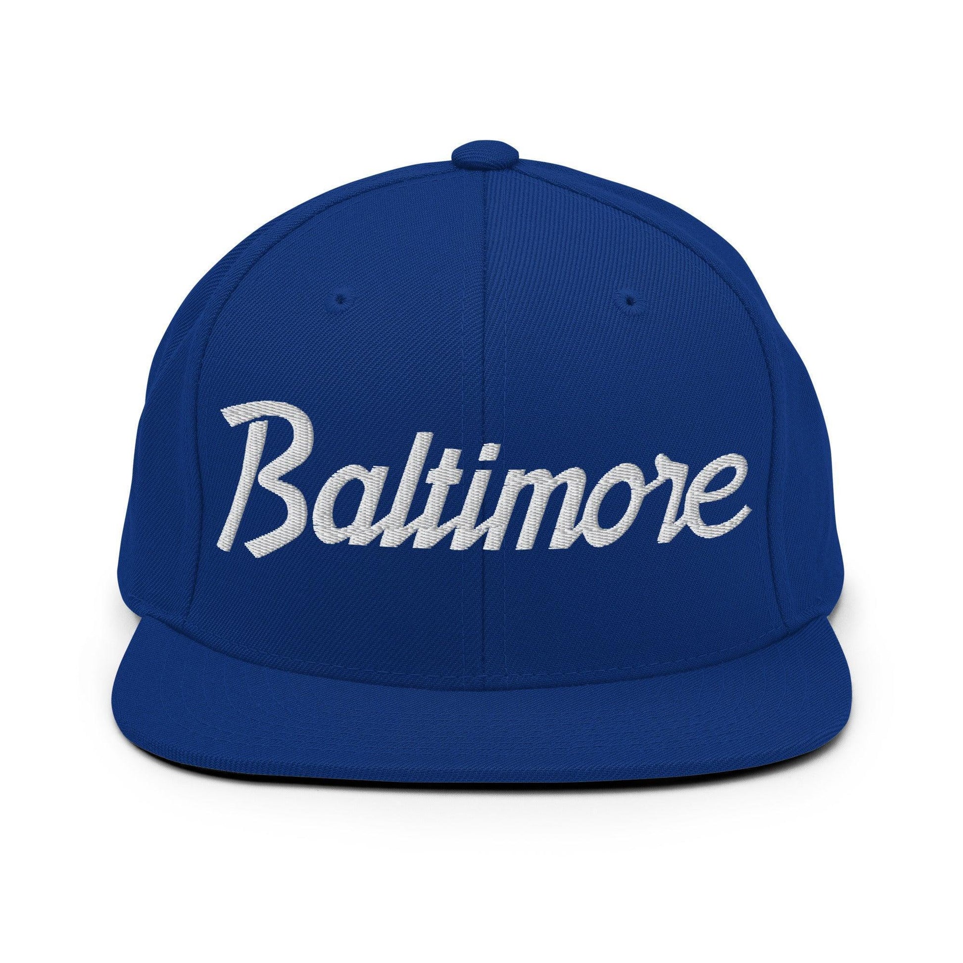 Baltimore Script Snapback Hat Royal Blue
