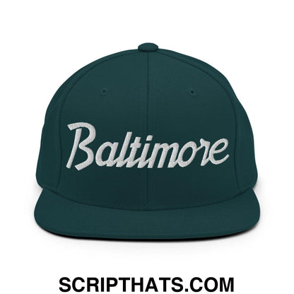 Baltimore Script Snapback Hat Spruce