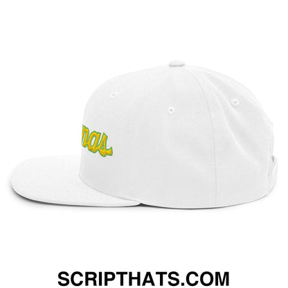 Bananas Baseball Classic Sports Script Embroidered Flat Bill Brim Snapback Hat White