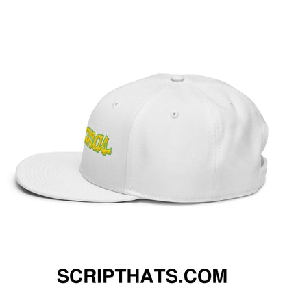 Bananas Baseball Classic Sports Script Embroidered Flat Brim Bill Snapback Hat White