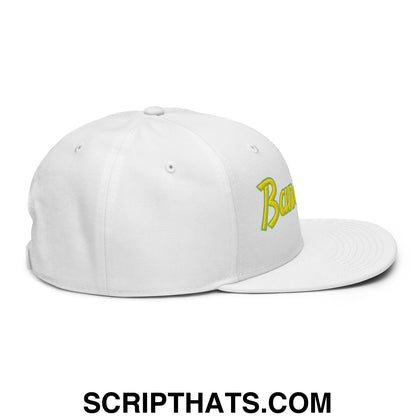 Bananas Baseball Classic Sports Script Embroidered Flat Brim Bill Snapback Hat White