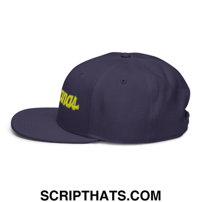 Bananas Baseball Classic Sports Script Embroidered Flat Brim Bill Snapback Hat Navy blue