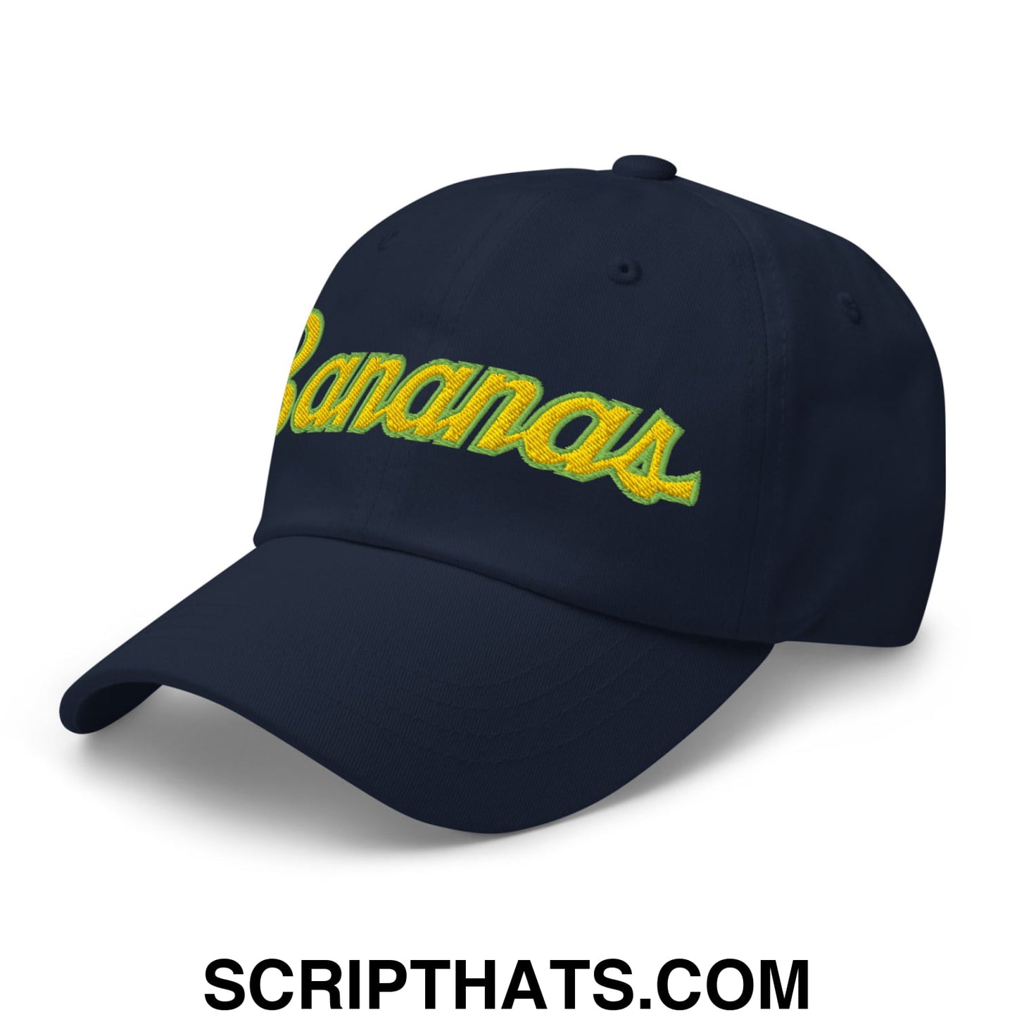 Bananas Baseball Classic Sports Script Embroidered Unstructured Dad Hat Navy