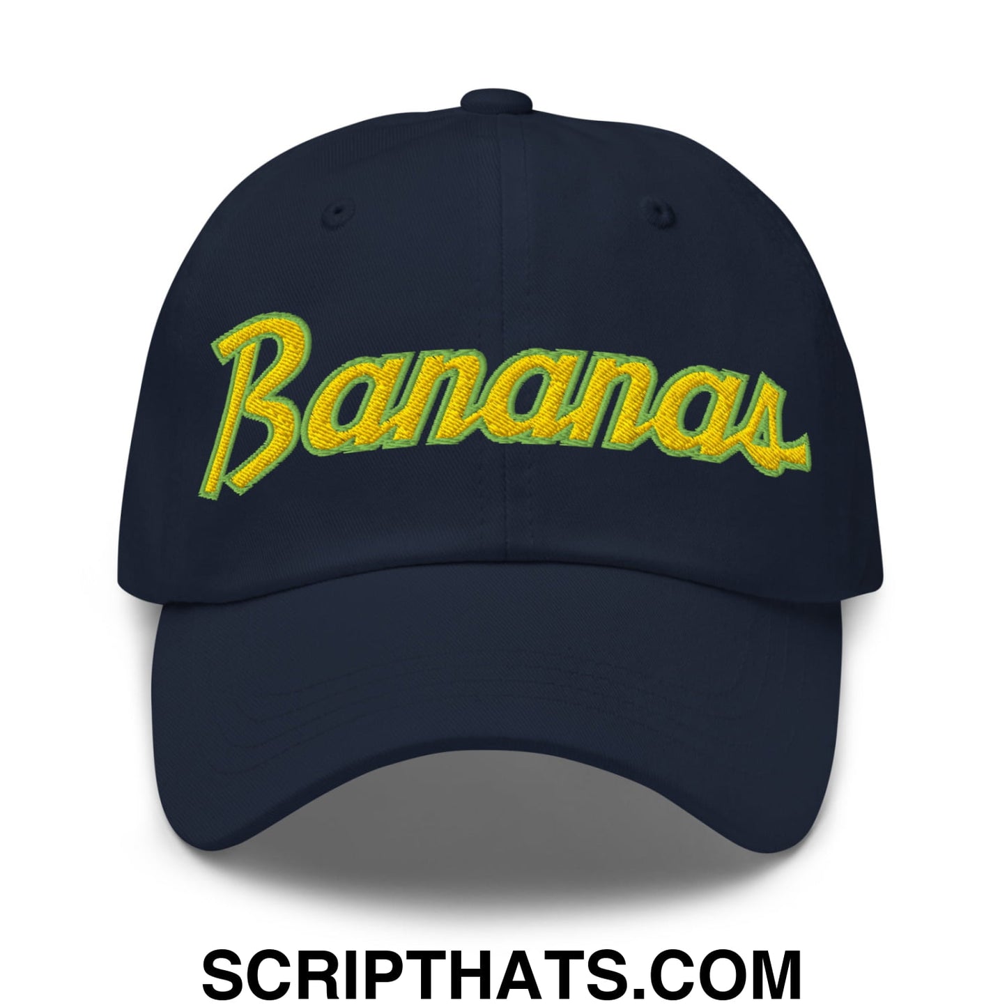 Bananas Baseball Classic Sports Script Embroidered Unstructured Dad Hat Navy