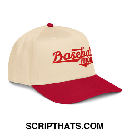 Baseball Mom Embroidered Baseball Snapback Hat Red Natural