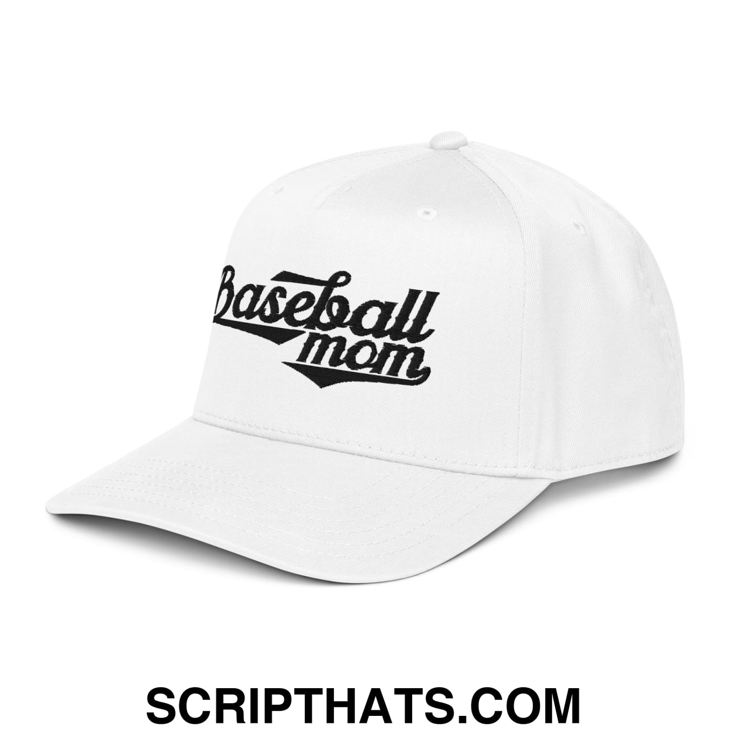Baseball Mom Embroidered Baseball Snapback Hat White