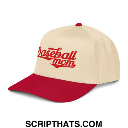 Baseball Mom Embroidered Baseball Snapback Hat Red Natural