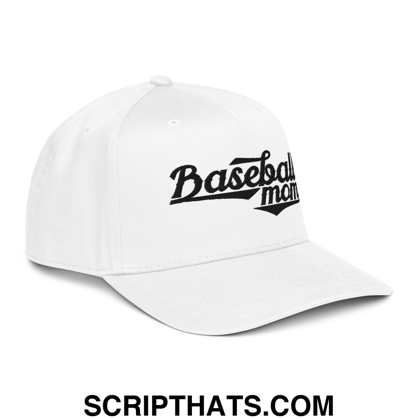 Baseball Mom Embroidered Baseball Snapback Hat White