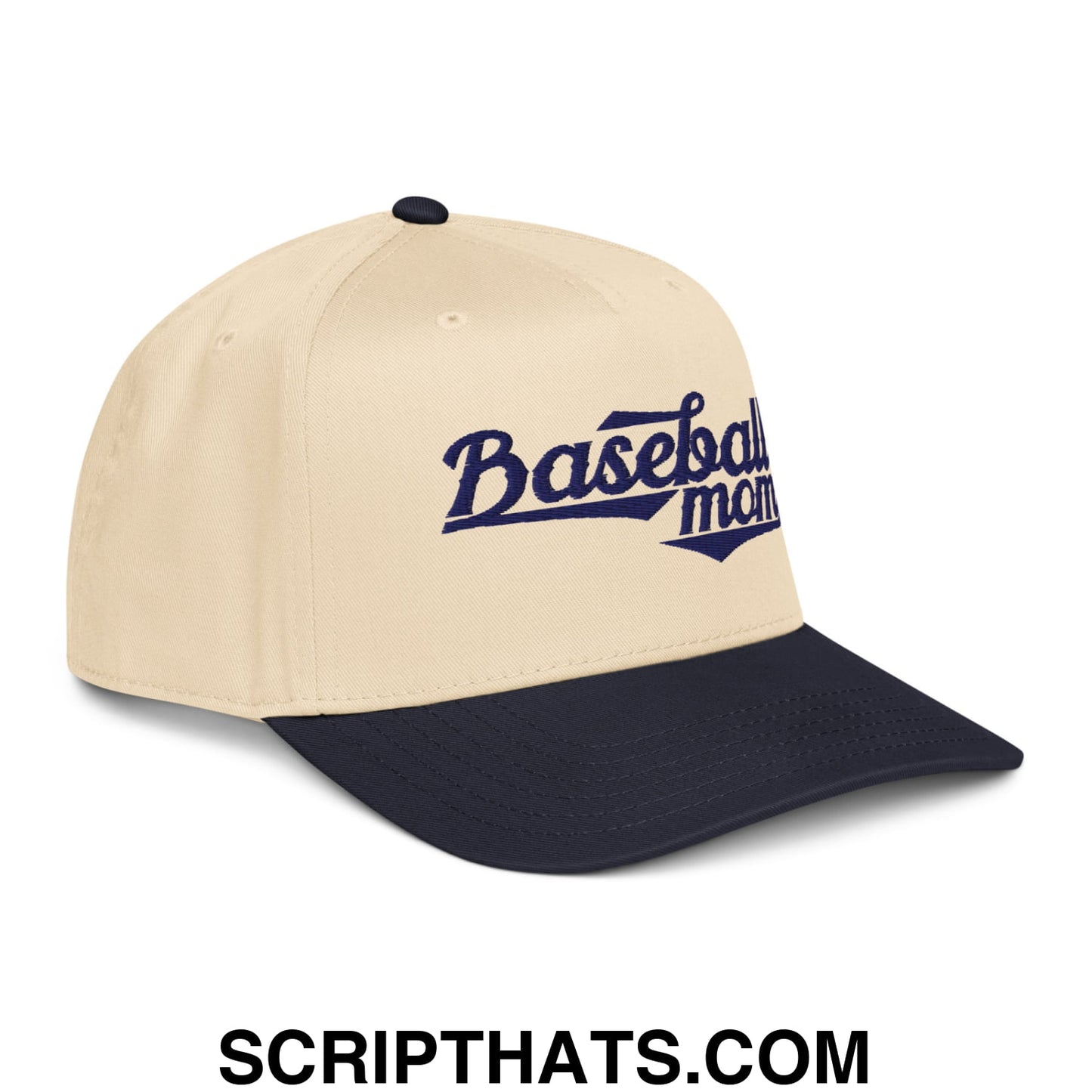 Baseball Mom Embroidered Baseball Snapback Hat Navy Natural