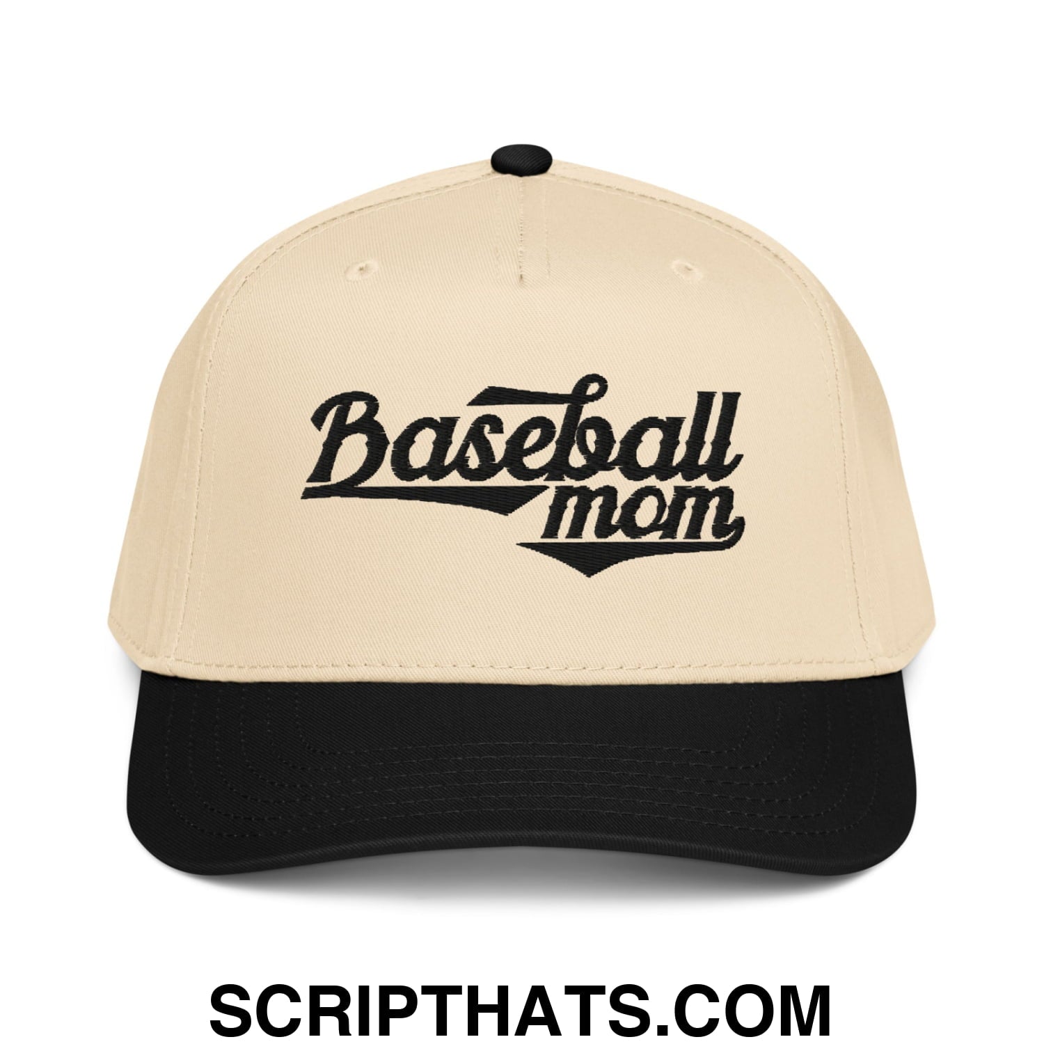 Baseball Mom Embroidered Baseball Snapback Hat Black Natural