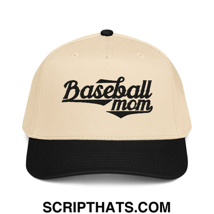Baseball Mom Embroidered Baseball Snapback Hat Black Natural
