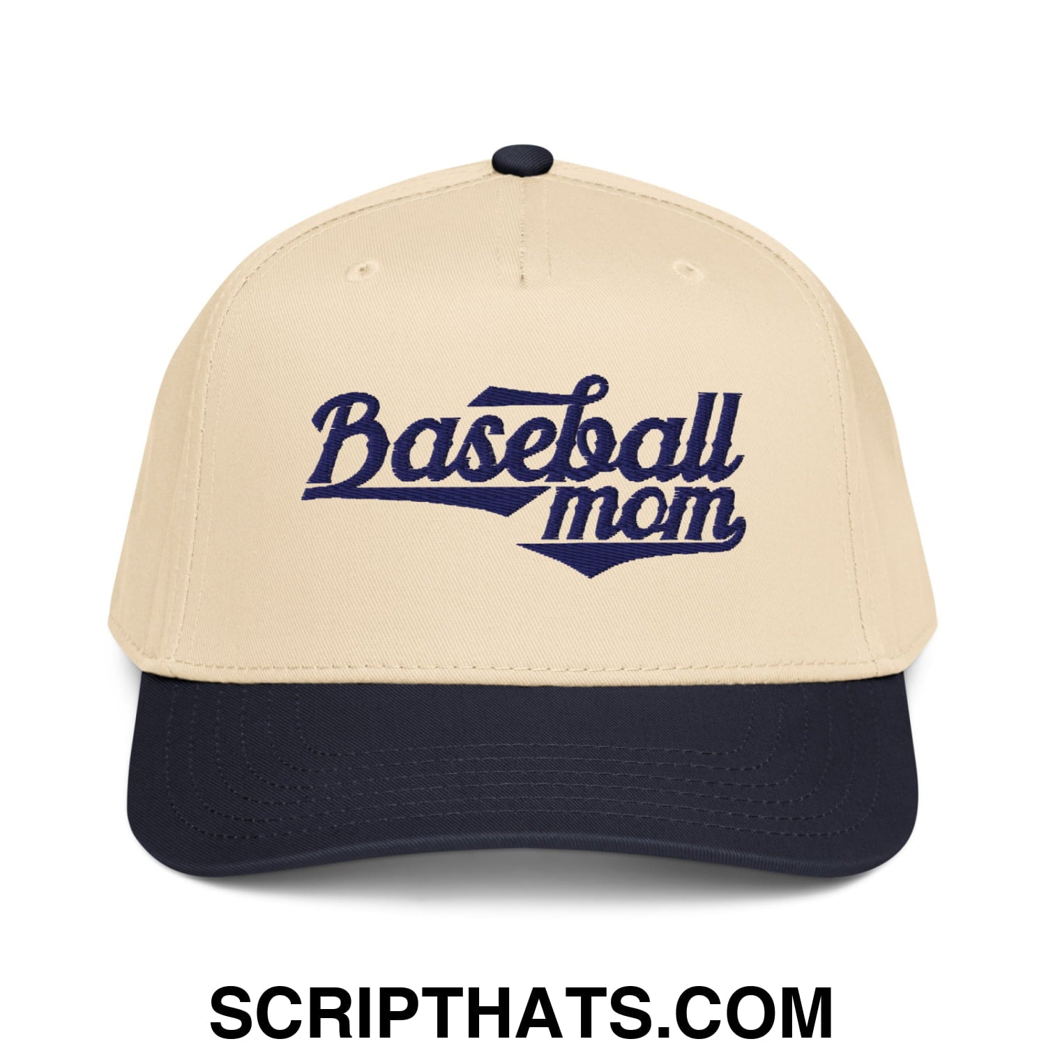 Baseball Mom Embroidered Baseball Snapback Hat Navy Natural