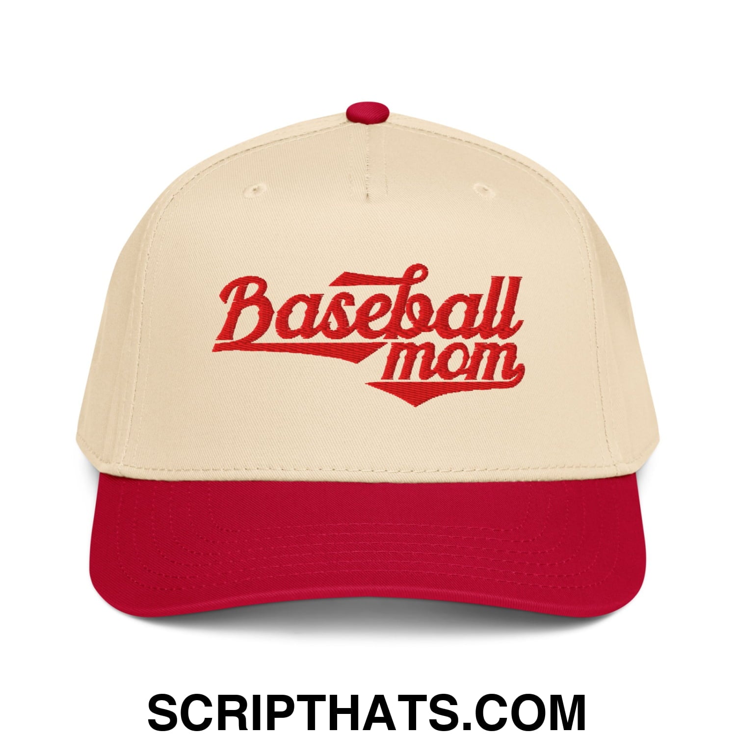Baseball Mom Embroidered Baseball Snapback Hat Red Natural