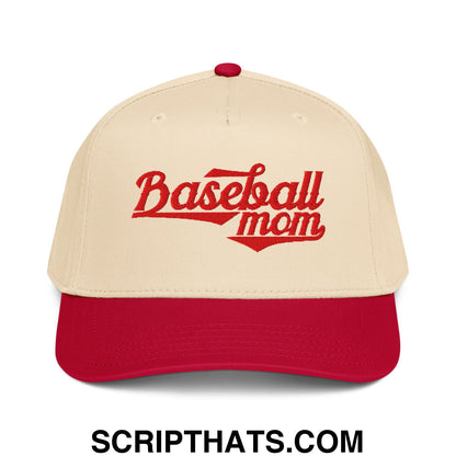 Baseball Mom Embroidered Baseball Snapback Hat Red Natural