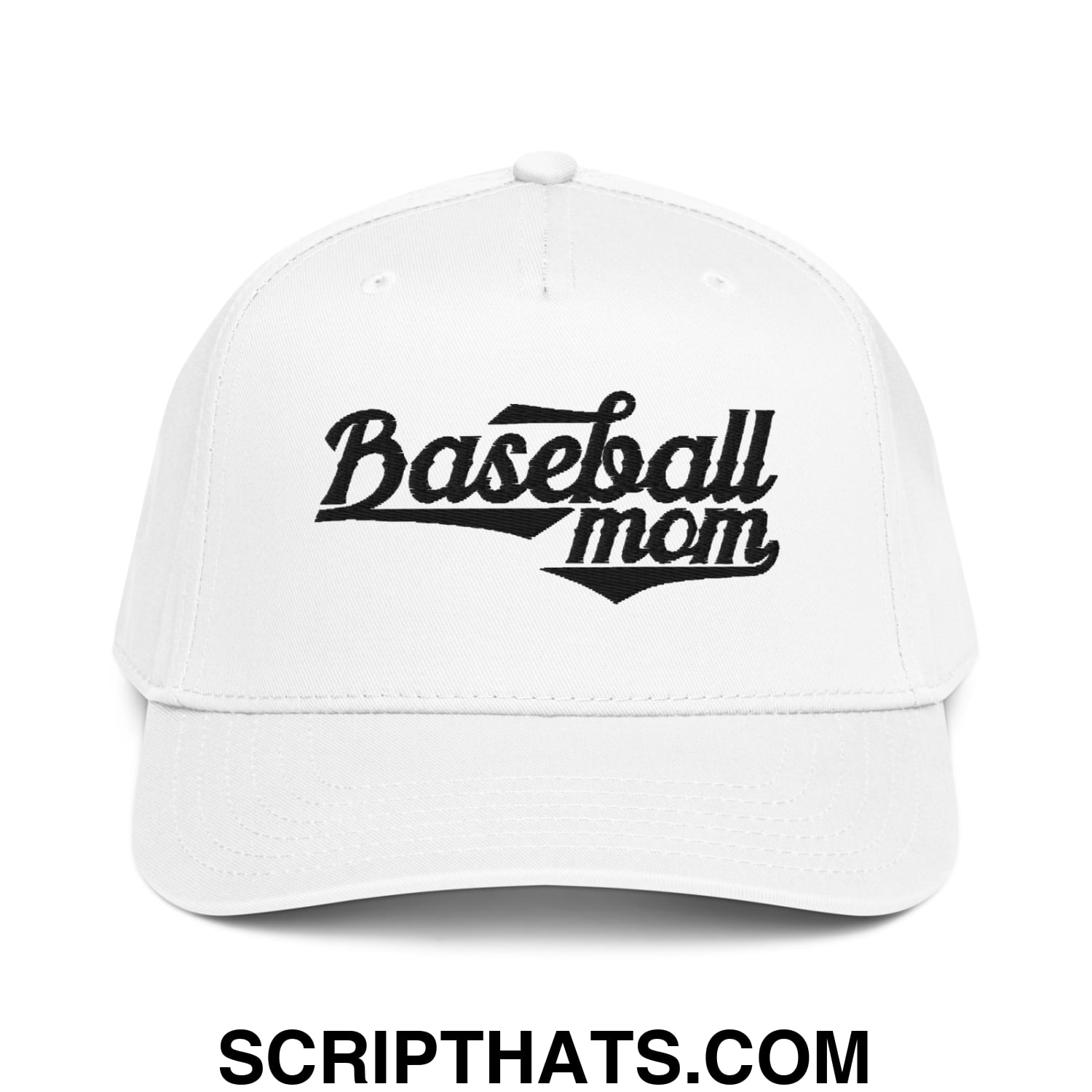 Baseball Mom Embroidered Baseball Snapback Hat White