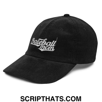 Baseball Mom Embroidered Unstructured Corduroy Dad Hat Black