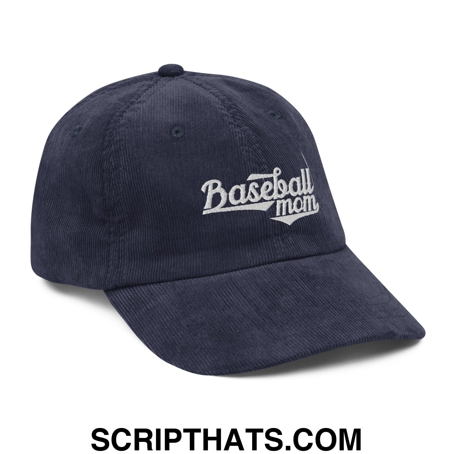 Baseball Mom Embroidered Unstructured Corduroy Dad Hat Navy
