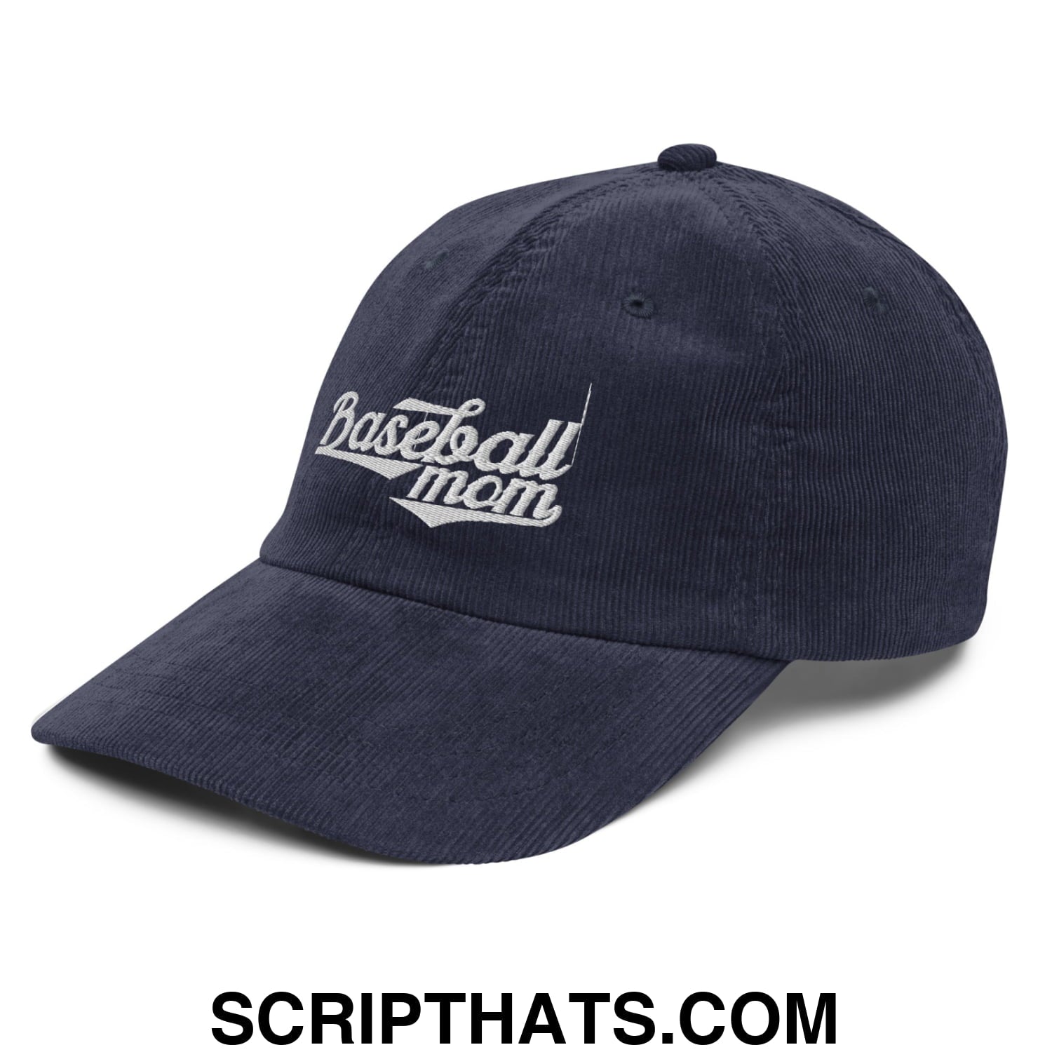 Baseball Mom Embroidered Unstructured Corduroy Dad Hat Navy