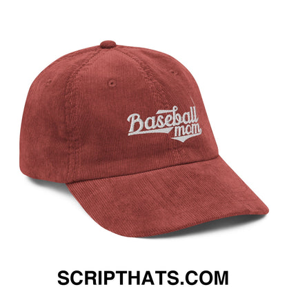 Baseball Mom Embroidered Unstructured Corduroy Dad Hat Burgundy