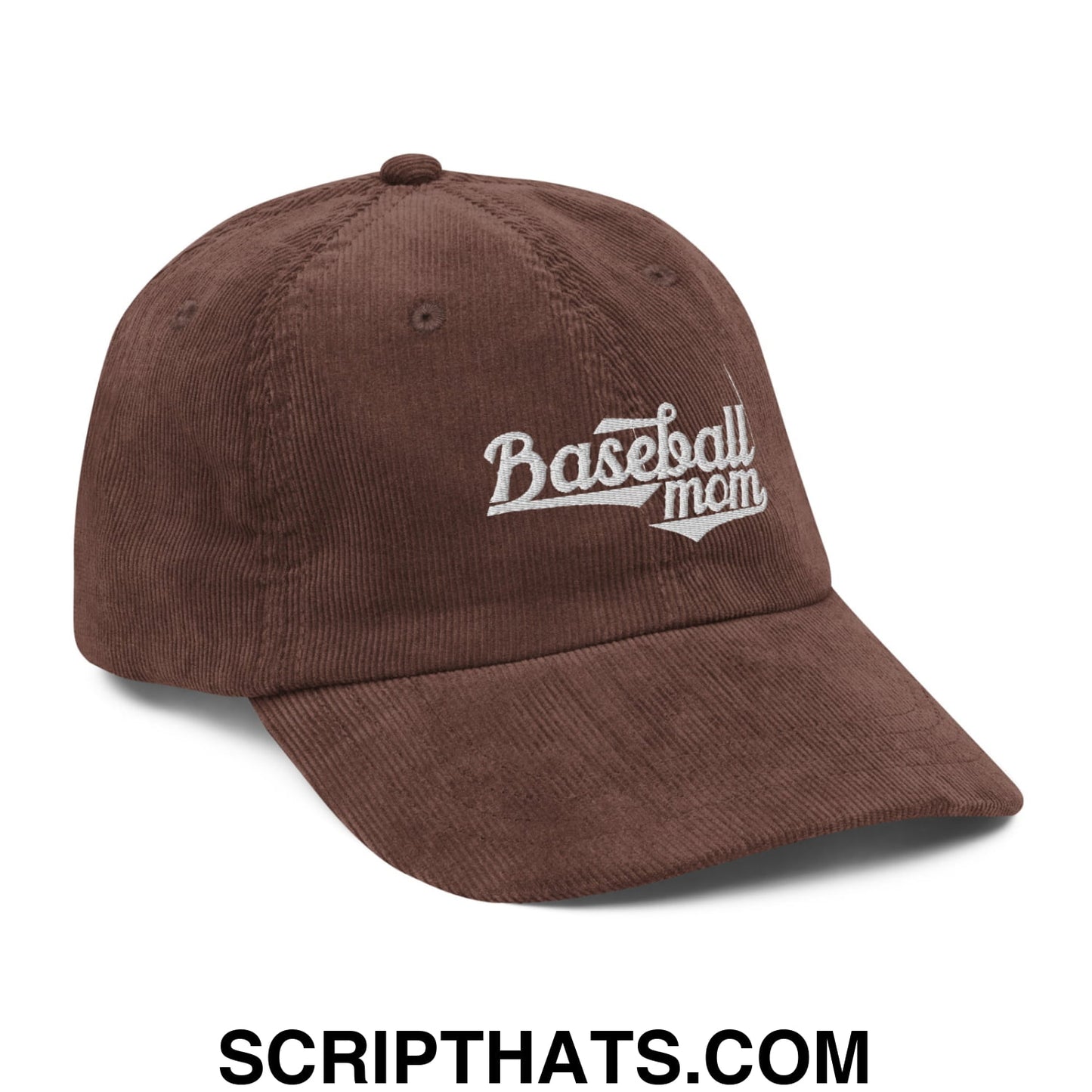 Baseball Mom Embroidered Unstructured Corduroy Dad Hat Brown