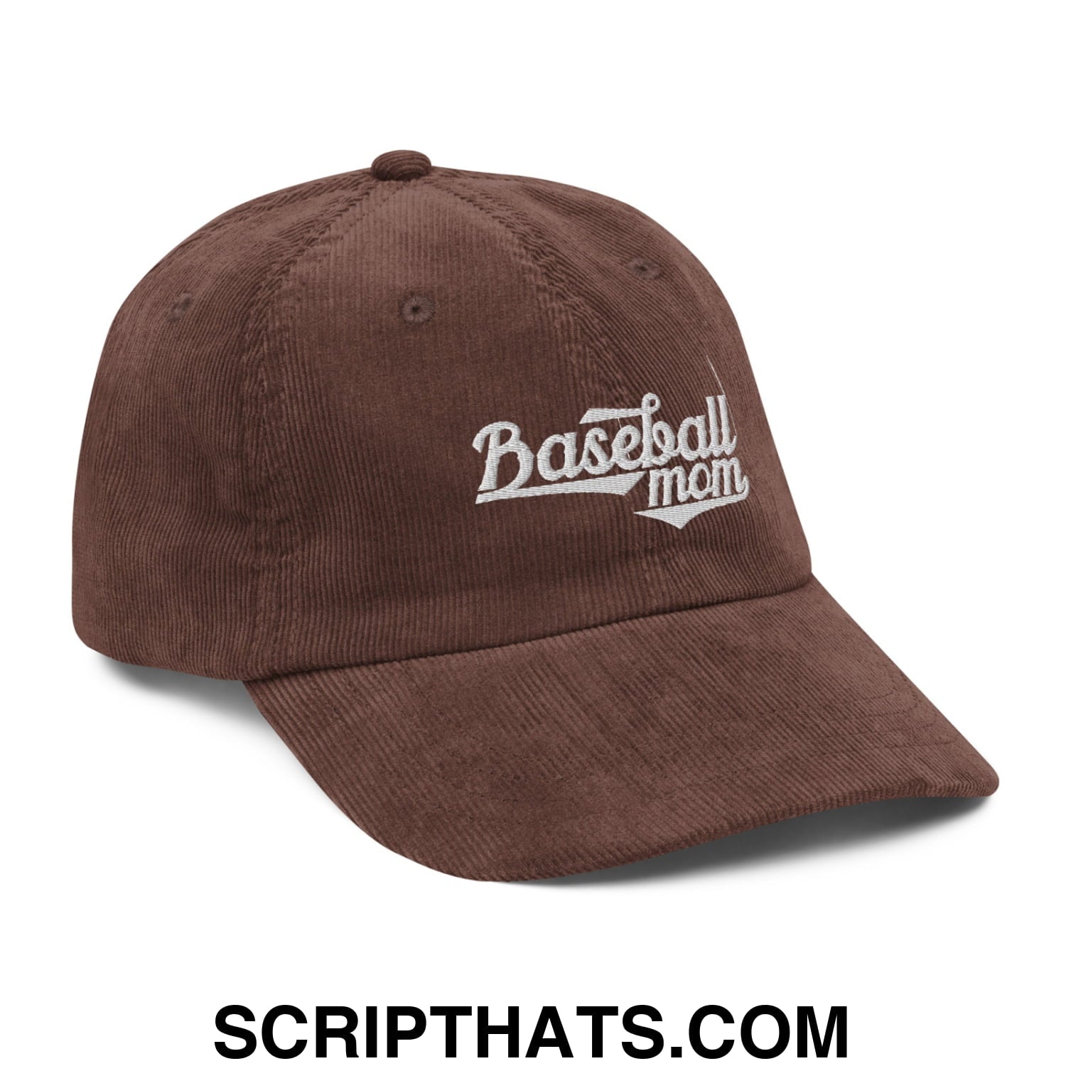 Baseball Mom Embroidered Unstructured Corduroy Dad Hat Brown