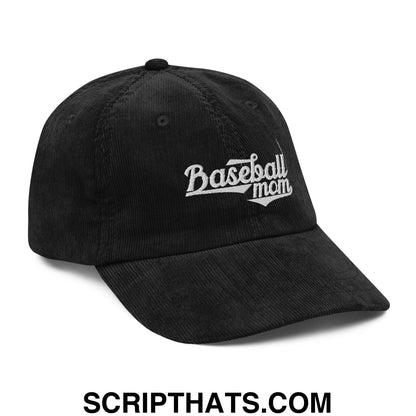 Baseball Mom Embroidered Unstructured Corduroy Dad Hat Black