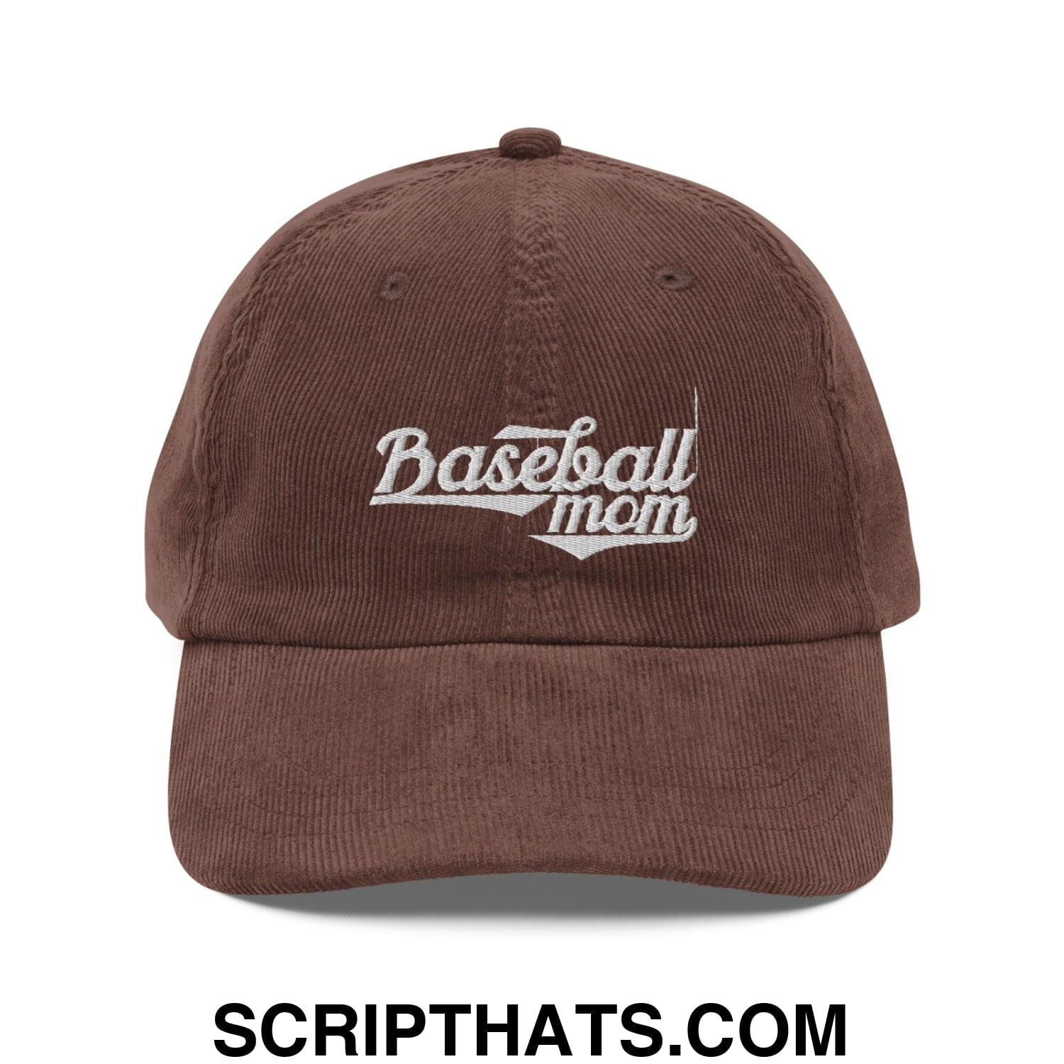 Baseball Mom Embroidered Unstructured Corduroy Dad Hat Brown