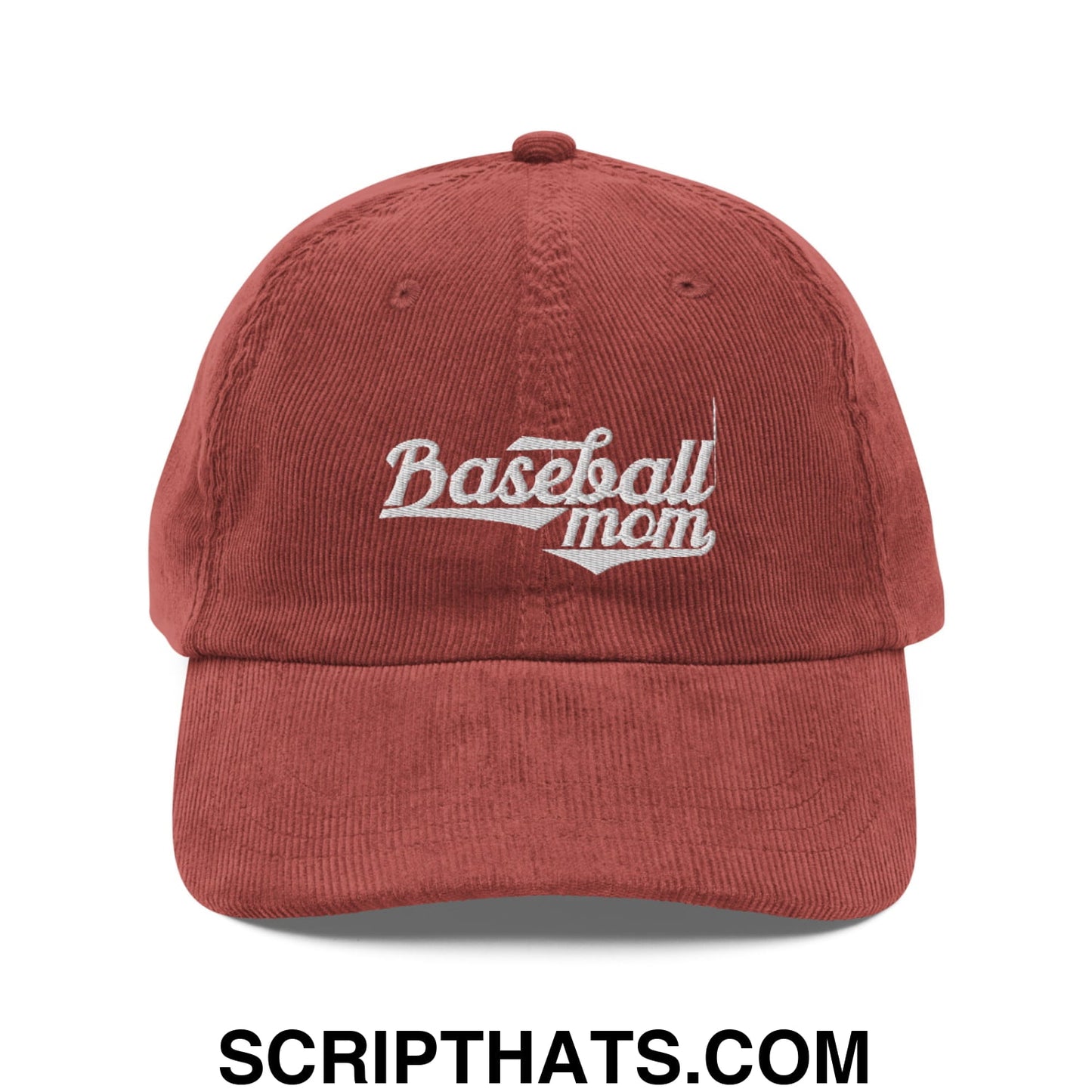 Baseball Mom Embroidered Unstructured Corduroy Dad Hat Burgundy