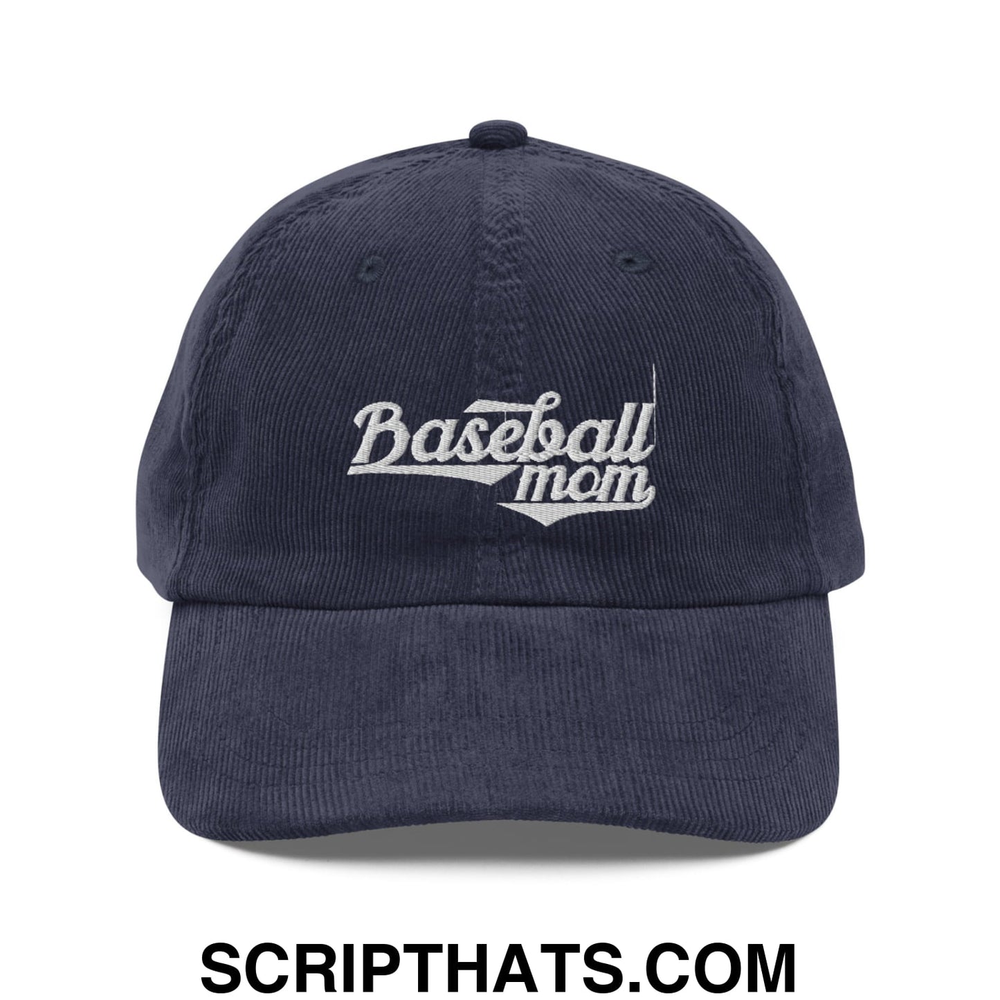 Baseball Mom Embroidered Unstructured Corduroy Dad Hat Navy