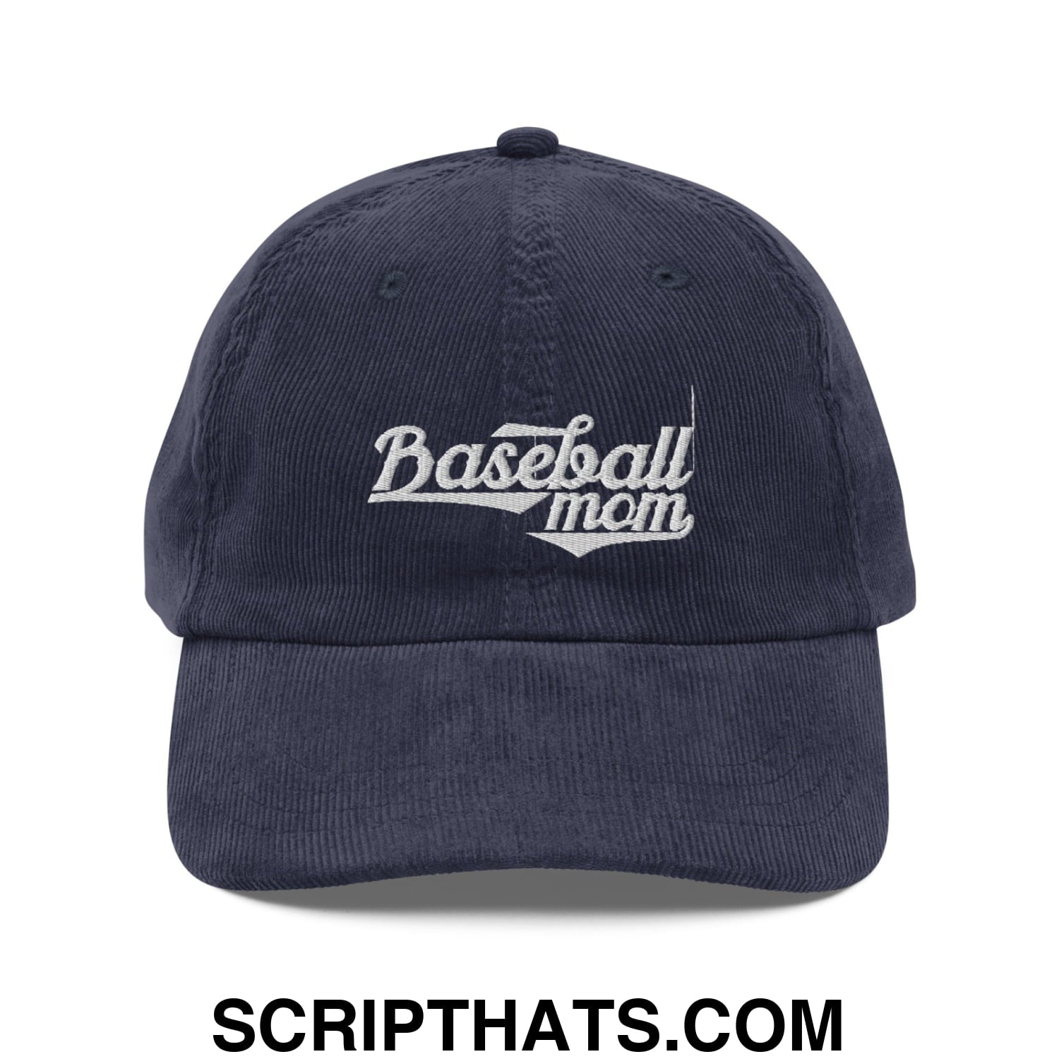 Baseball Mom Embroidered Unstructured Corduroy Dad Hat Navy
