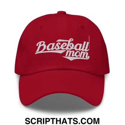 Baseball Mom Embroidered Unstructured Dad Hat Cranberry