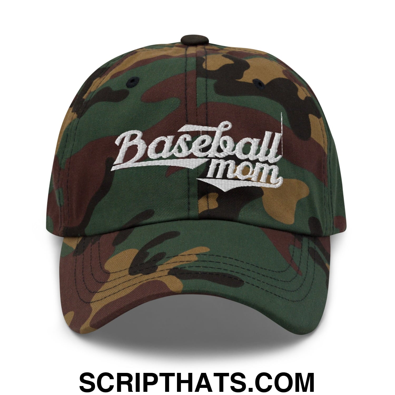 Baseball Mom Embroidered Unstructured Dad Hat Green Camo