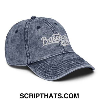 Baseball Mom Embroidered Unstructured Denim Dad Hat Navy
