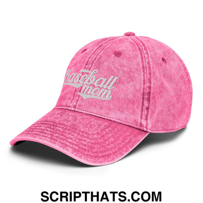 Baseball Mom Embroidered Unstructured Denim Dad Hat Pink
