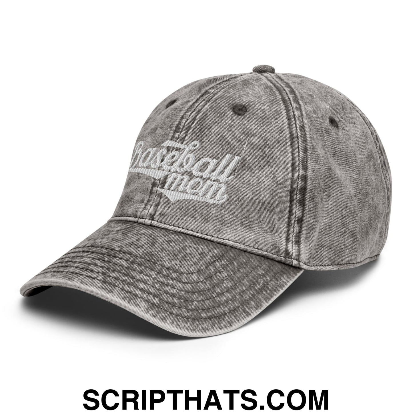 Baseball Mom Embroidered Unstructured Denim Dad Hat Charcoal Grey