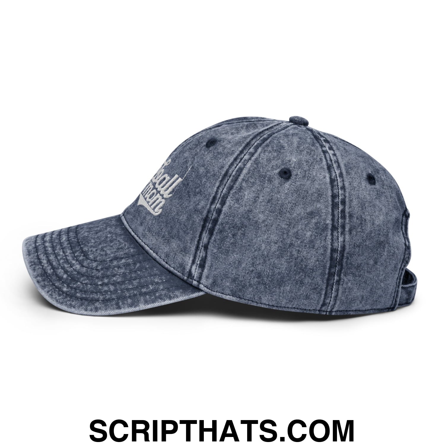 Baseball Mom Embroidered Unstructured Denim Dad Hat Navy