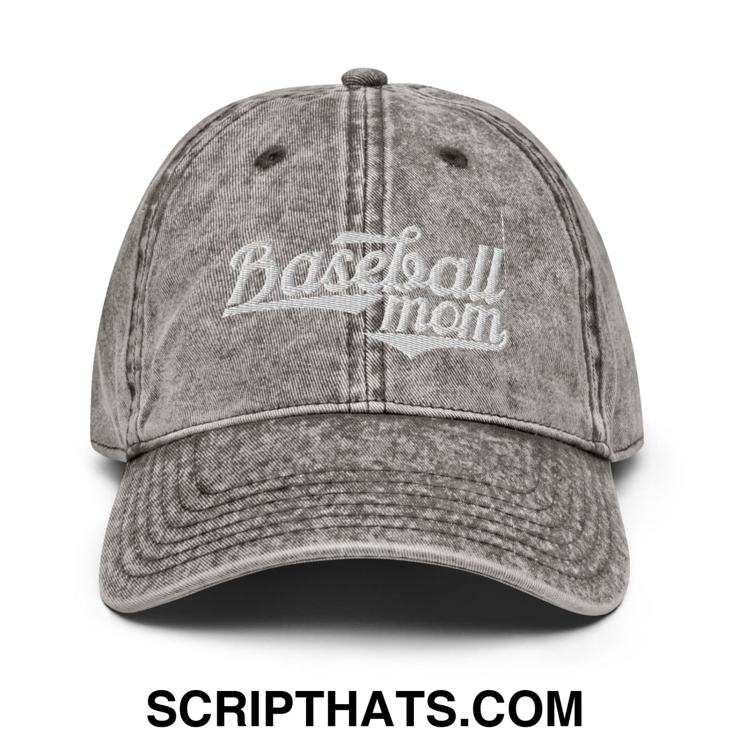 Baseball Mom Embroidered Unstructured Denim Dad Hat Charcoal Grey