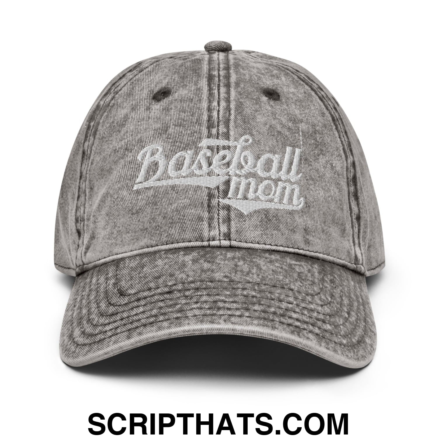 Baseball Mom Embroidered Unstructured Denim Dad Hat Charcoal Grey