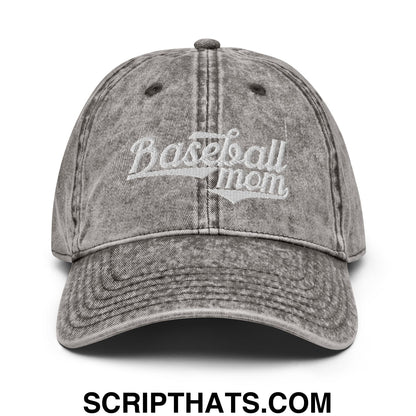 Baseball Mom Embroidered Unstructured Denim Dad Hat Charcoal Grey