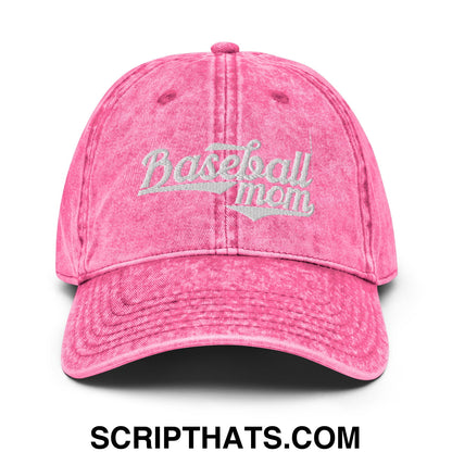 Baseball Mom Embroidered Unstructured Denim Dad Hat Pink
