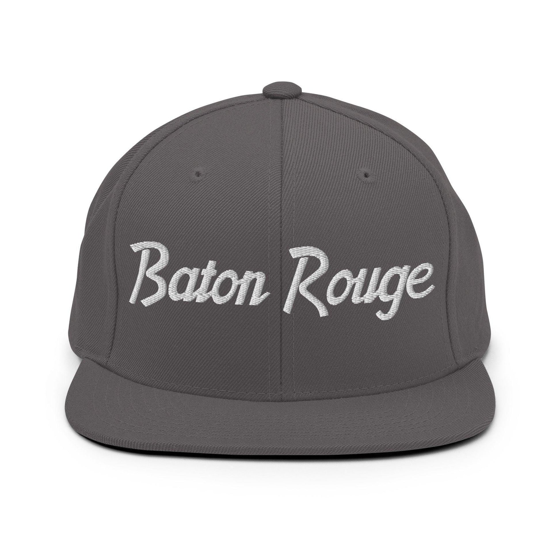 Baton Rouge Script Snapback Hat Dark Grey