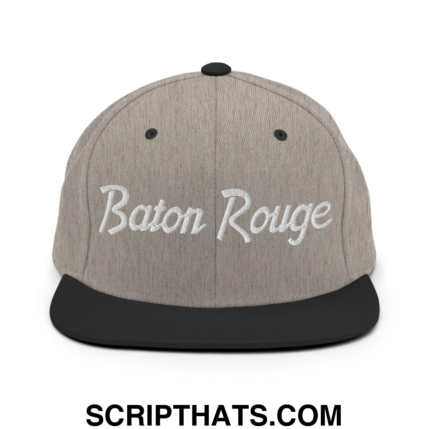 Baton Rouge Script Snapback Hat Heather Black
