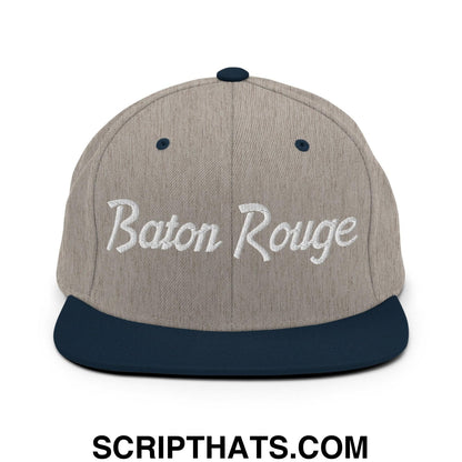 Baton Rouge Script Snapback Hat Heather Grey Navy