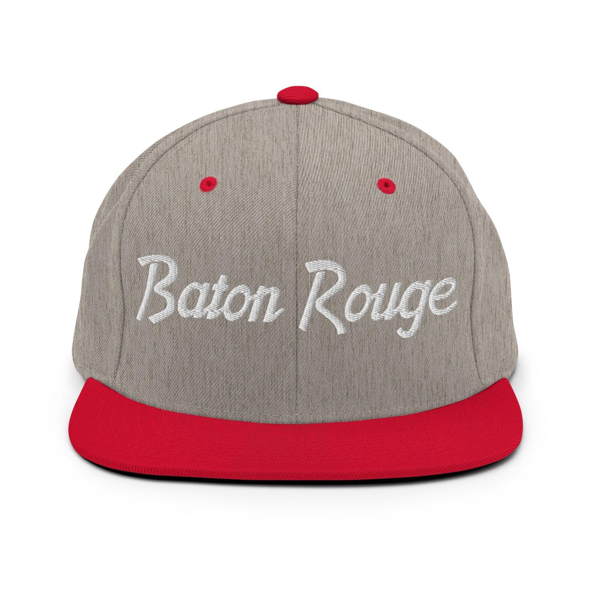 Baton Rouge Script Snapback Hat Heather Grey/ Red